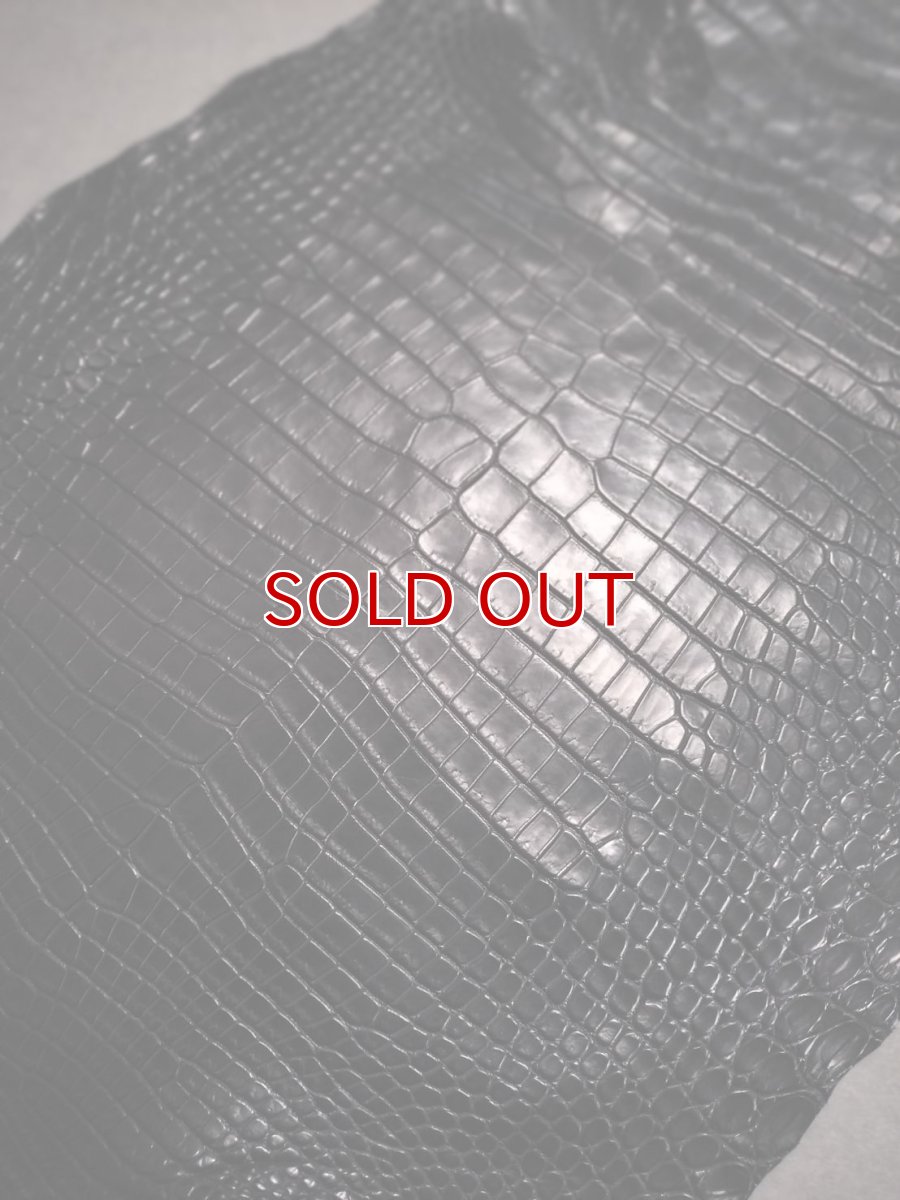 画像3: 【お客様専用】スモールクロコダイル　ブラック　45　ポロサス　ワニ革　クロコダイル革　2枚 (3)