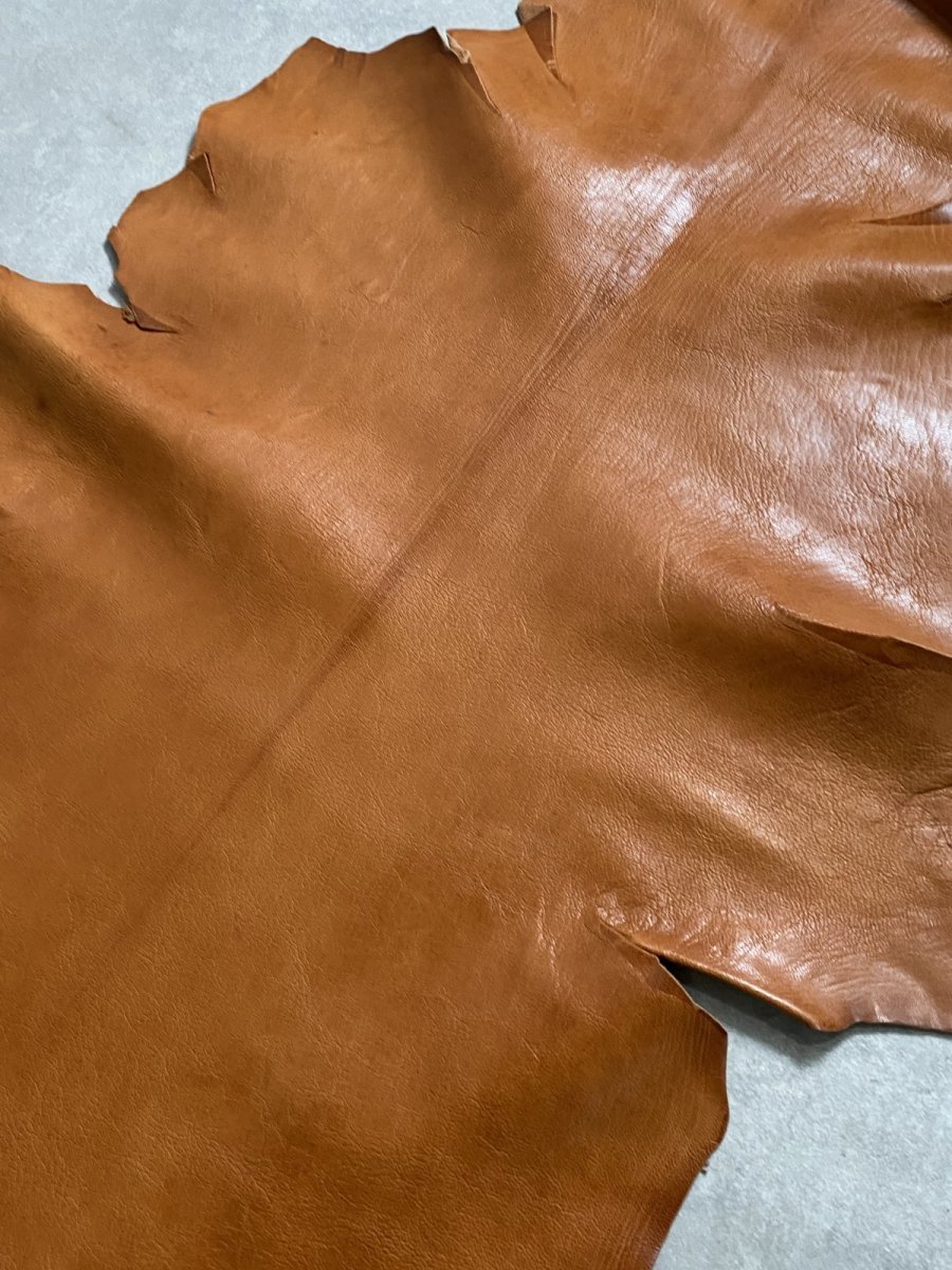 画像8: ヌメゴートシュリンク　キャメル　山羊革　レザークラフト (8)