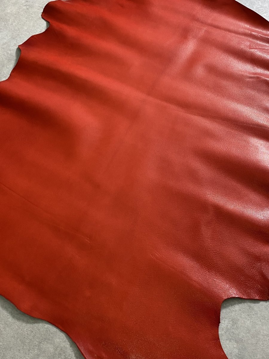 画像4: ゴート革　丸シボ　レッド　山羊革　レザー (4)
