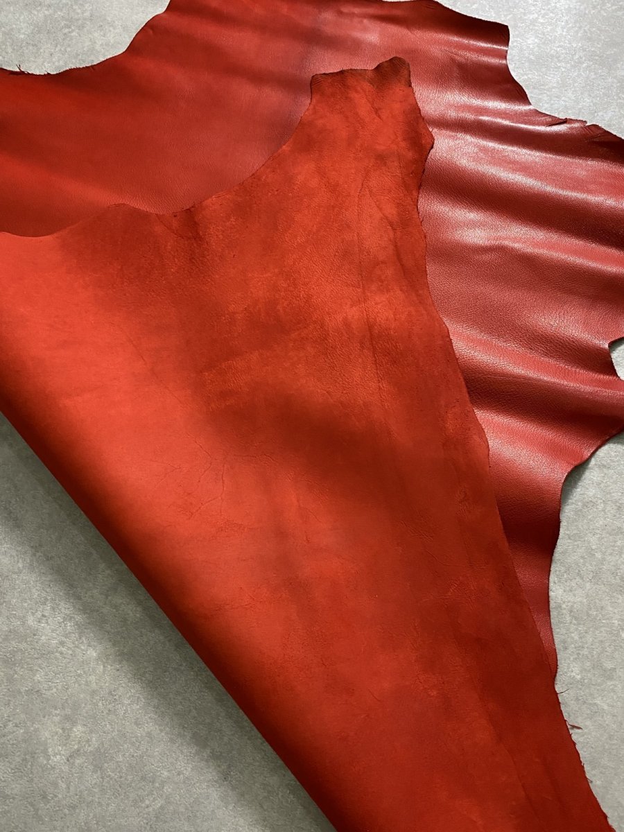 画像9: ゴート革　丸シボ　レッド　山羊革　レザー (9)