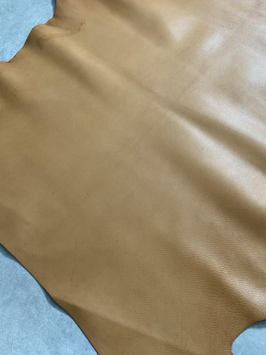 画像4: ゴート革　丸シボ　キャメル　山羊革　レザー (4)