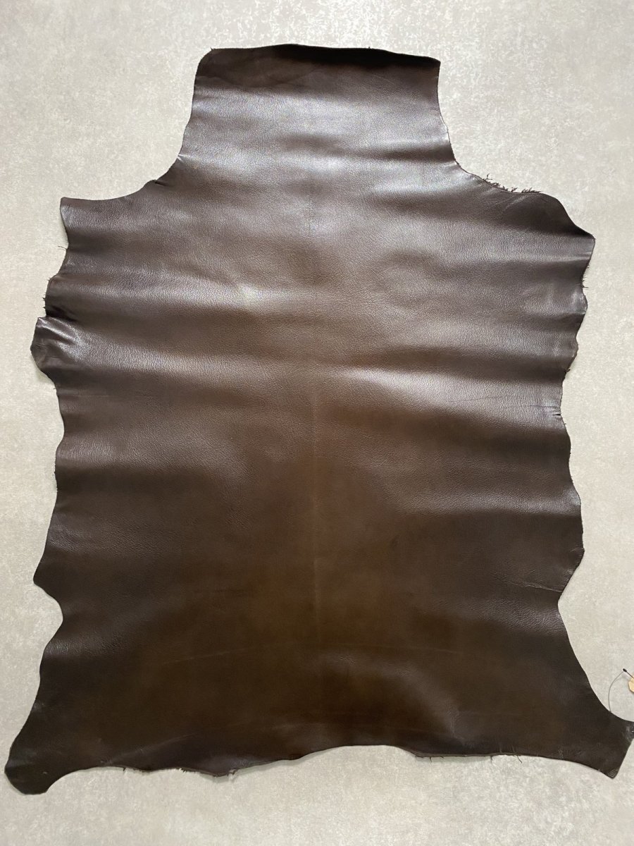 画像1: ゴート革　丸シボ　こげ茶　山羊革　レザー (1)