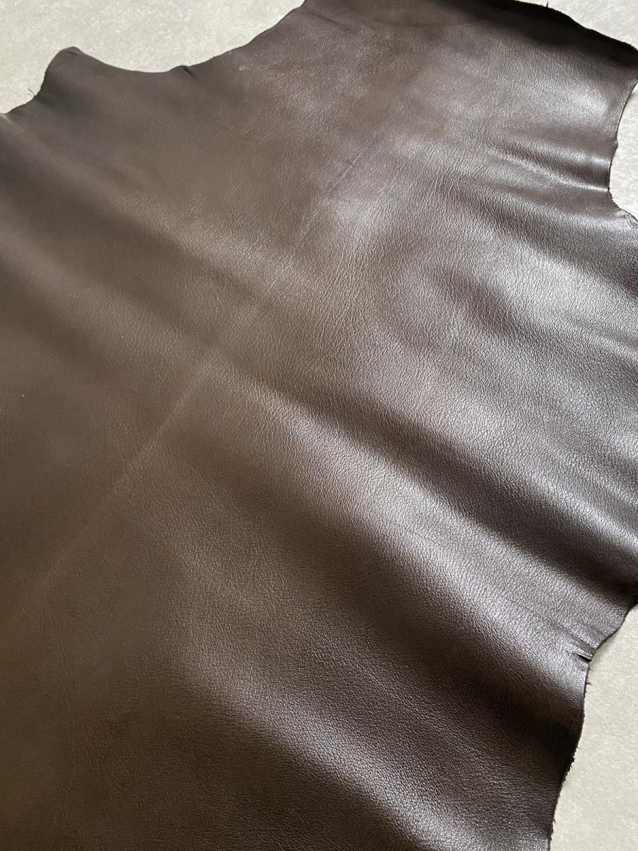 画像3: ゴート革　丸シボ　こげ茶　山羊革　レザー (3)