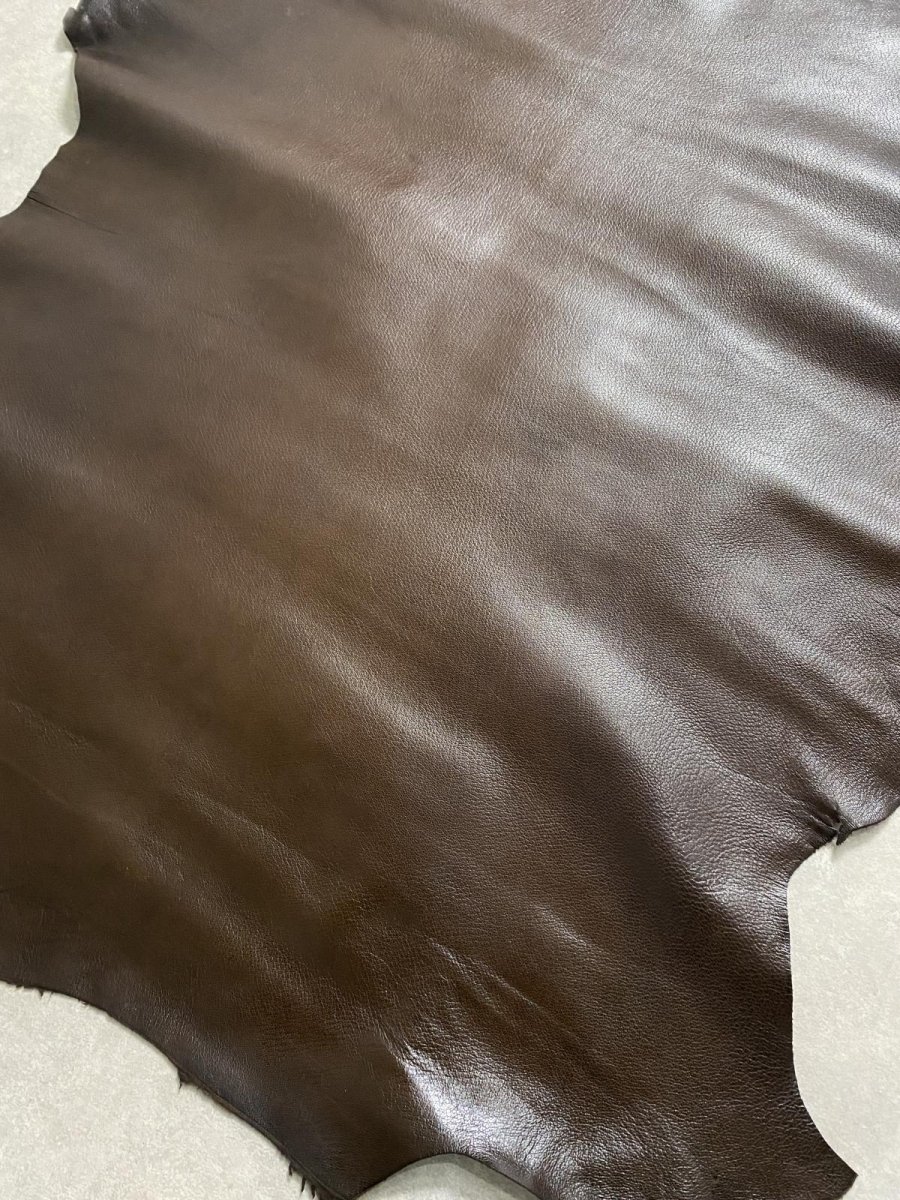 画像4: ゴート革　丸シボ　こげ茶　山羊革　レザー (4)