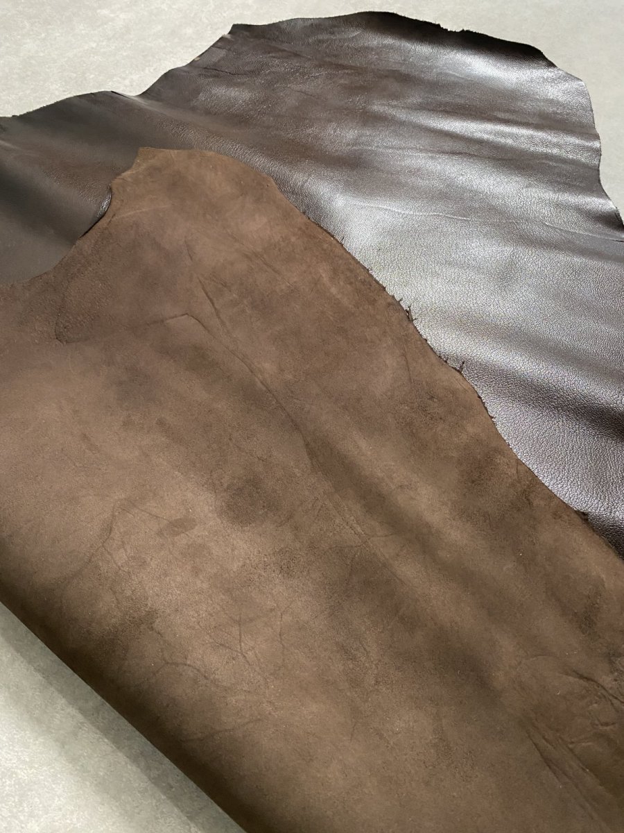 画像9: ゴート革　丸シボ　こげ茶　山羊革　レザー (9)