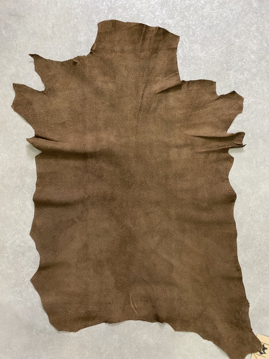 画像1: ゴート革　スウェード型押し　こげ茶　山羊革　 (1)