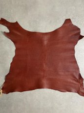 画像1: ゴート革　メッシュ型押し　マホガニー　山羊革　レザークラフト (1)