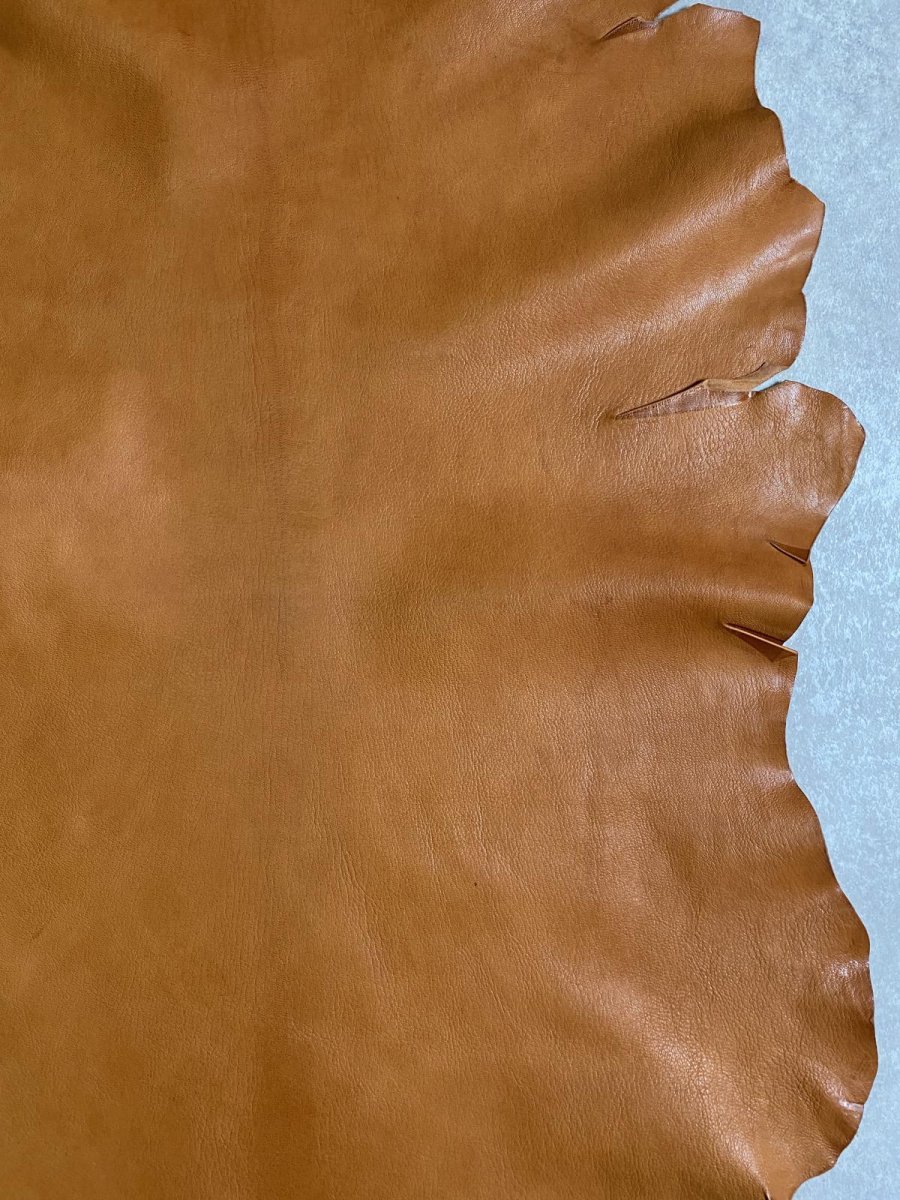 画像7: ヌメゴートシュリンク　キャメル　山羊革　レザークラフト (7)