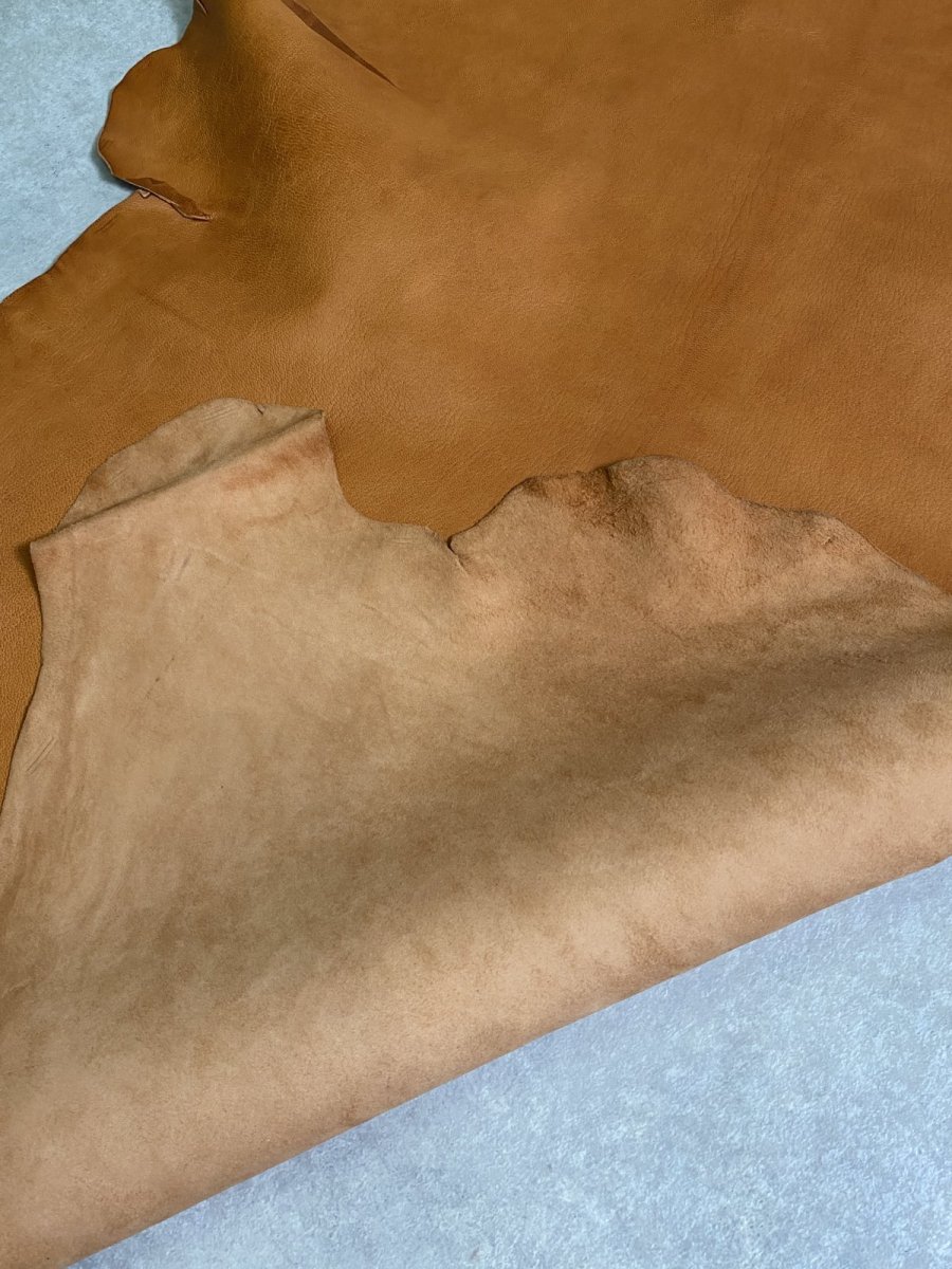 画像10: ヌメゴートシュリンク　キャメル　山羊革　レザークラフト (10)