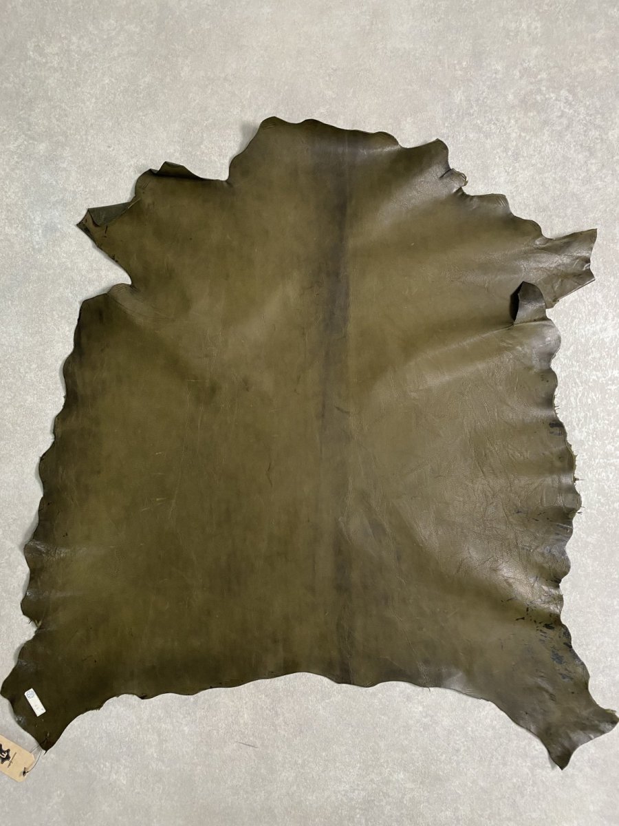 画像2: ゴート革　マーキュリー　カーキ　山羊革　両面使い　レザー (2)