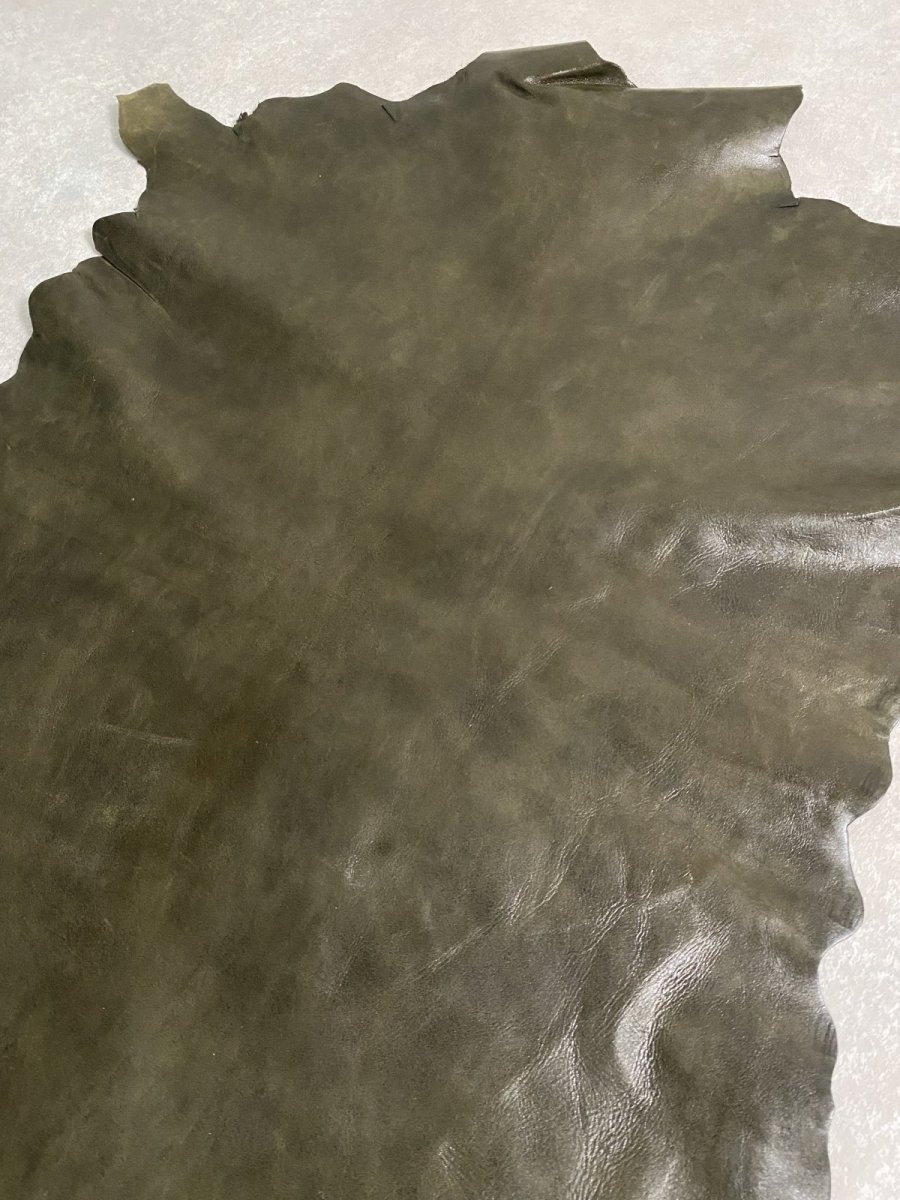 画像3: ゴート革　マーキュリー　カーキ　山羊革　両面使い　レザー (3)