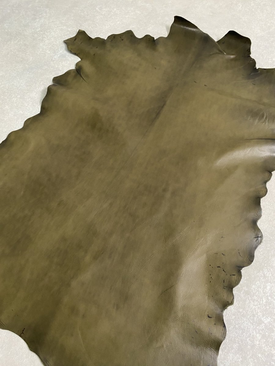 画像4: ゴート革　マーキュリー　カーキ　山羊革　両面使い　レザー (4)