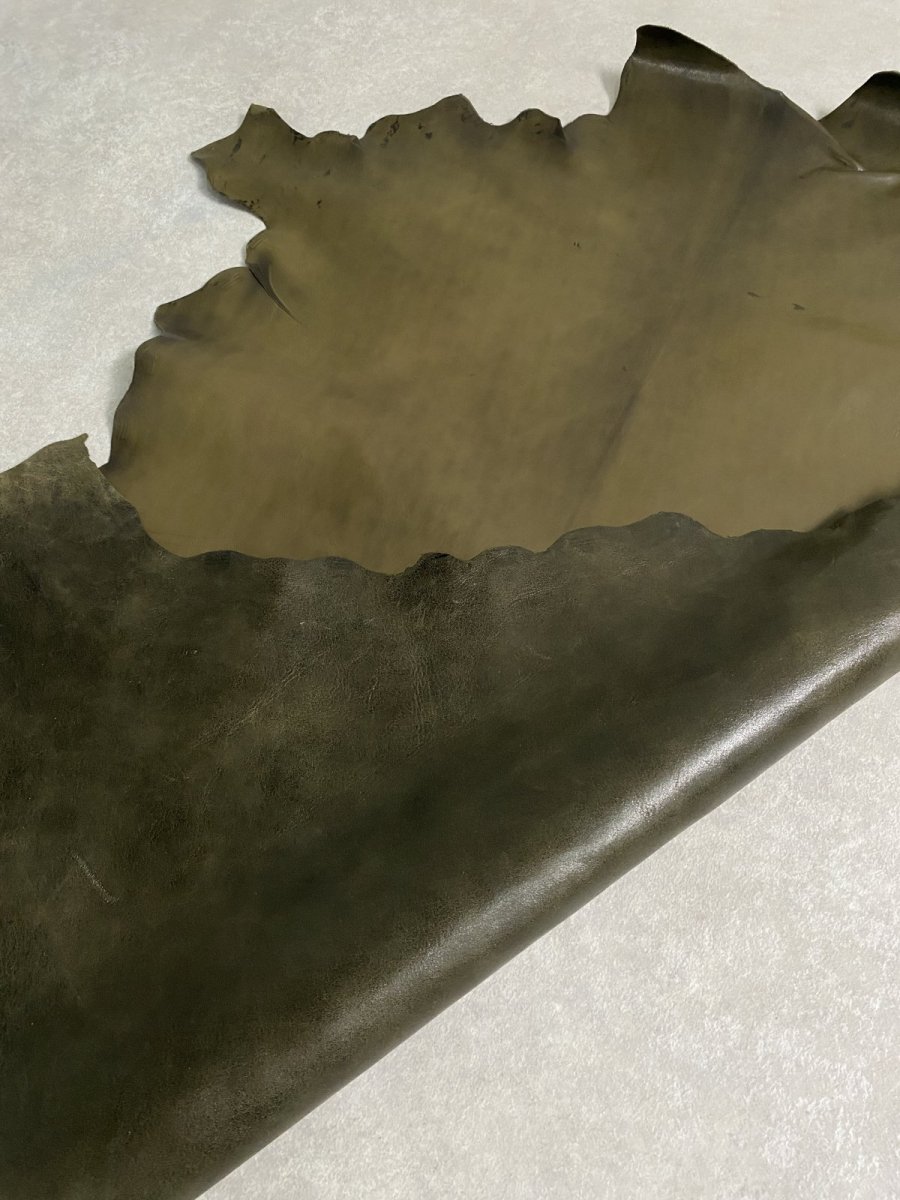 画像9: ゴート革　マーキュリー　カーキ　山羊革　両面使い　レザー (9)