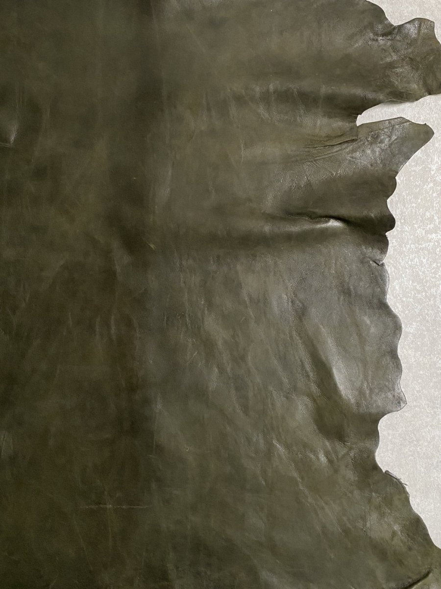 画像8: ゴート革　マーキュリー　カーキ　山羊革　両面使い　レザー (8)