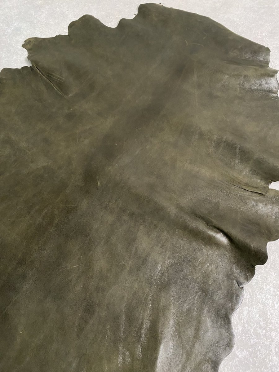 画像2: ゴート革　マーキュリー　カーキ　山羊革　両面使い　レザー (2)