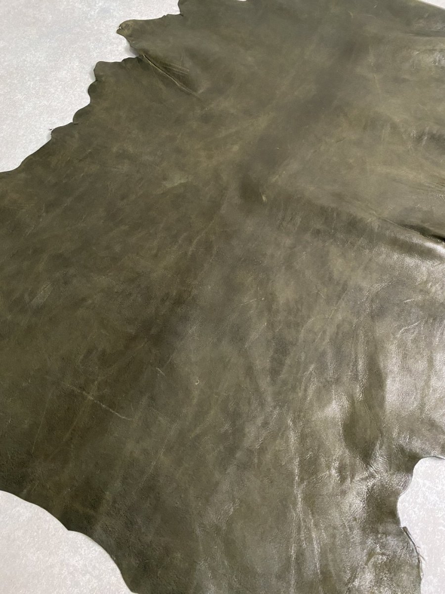 画像9: ゴート革　マーキュリー　カーキ　山羊革　両面使い　レザー (9)