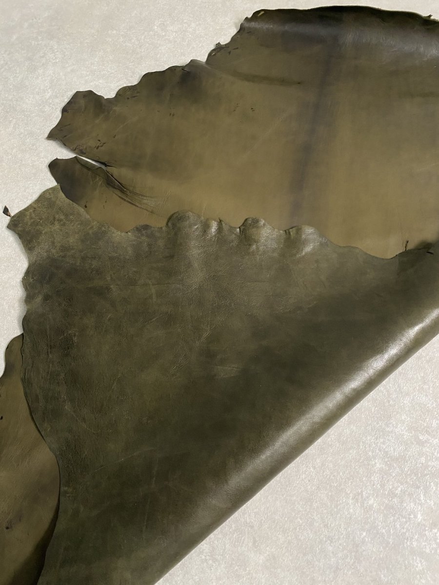 画像10: ゴート革　マーキュリー　カーキ　山羊革　両面使い　レザー (10)