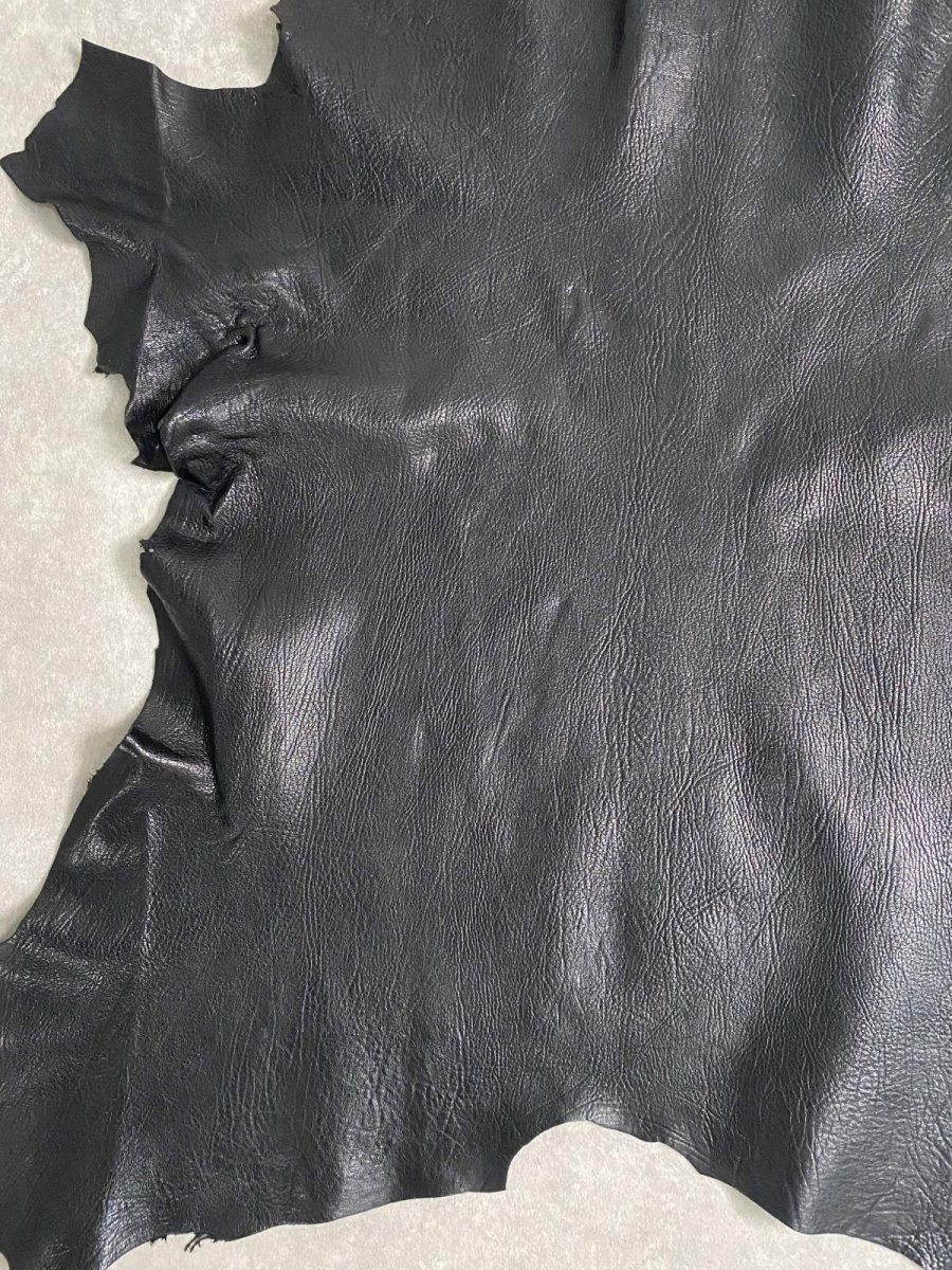 画像5: ゴート革　シュリンク　ブラック　山羊革　レザークラフト (5)