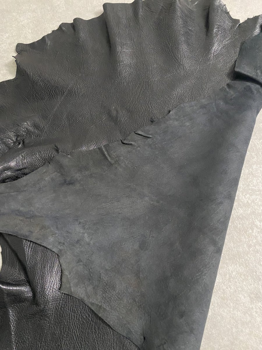 画像9: ゴート革　シュリンク　ブラック　山羊革　レザークラフト (9)