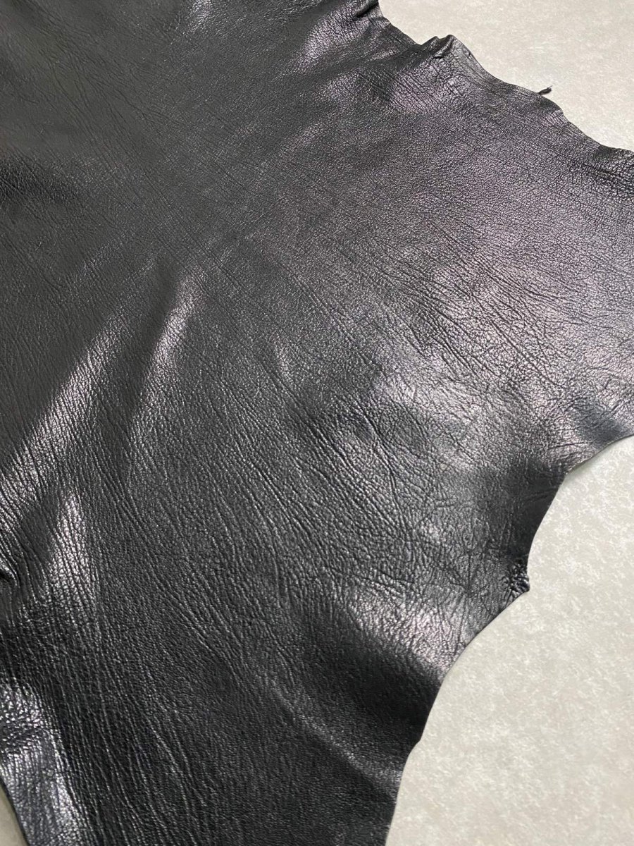 画像4: ゴート革　シュリンク　ブラック　山羊革　レザークラフト (4)