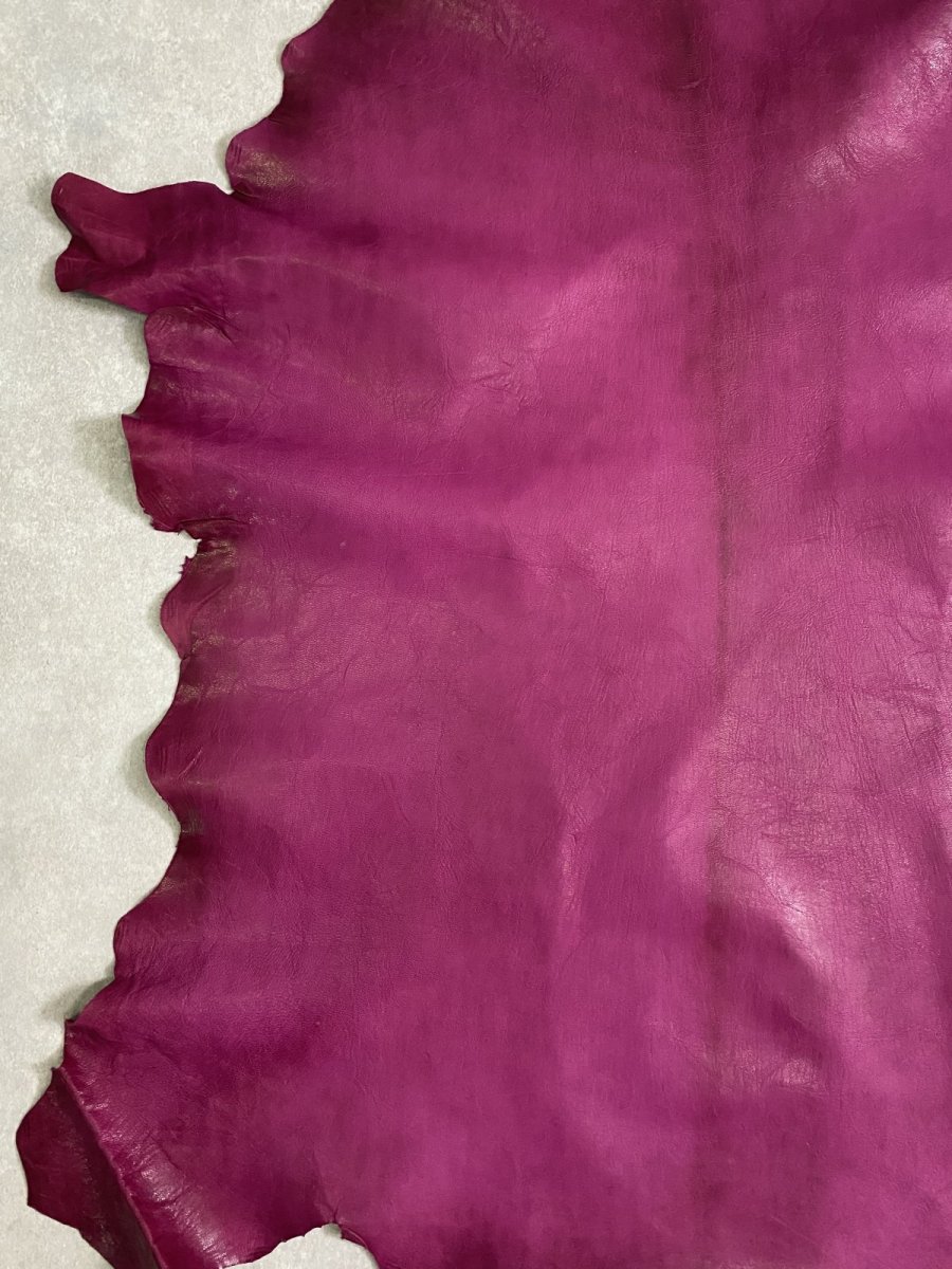 画像6: ゴートシルキー　ワイン　山羊革　両面使い　レザー (6)