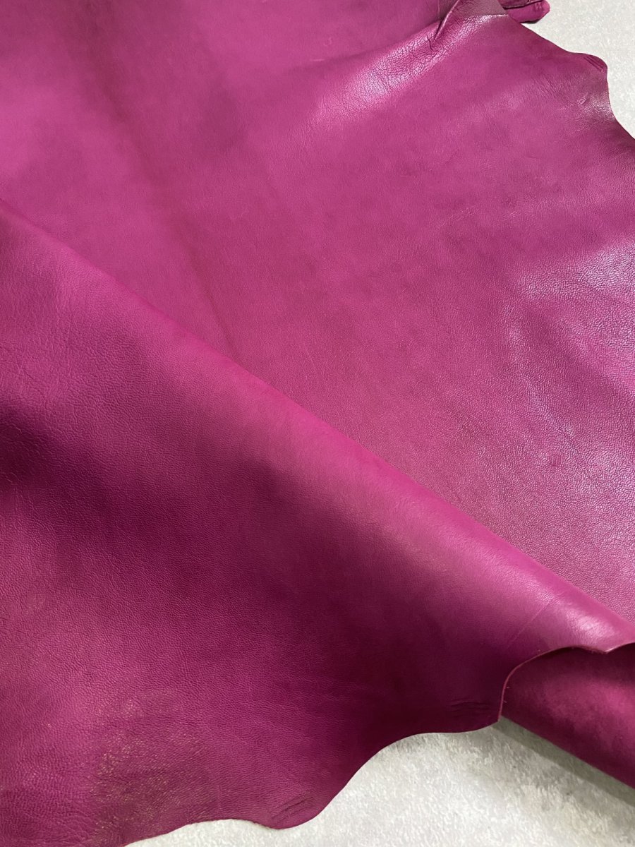 画像7: ゴートシルキー　ワイン　山羊革　両面使い　レザー (7)