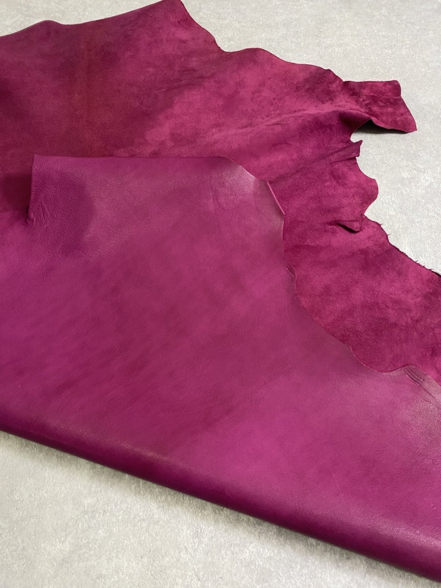 画像10: ゴートシルキー　ワイン　山羊革　両面使い　レザー (10)