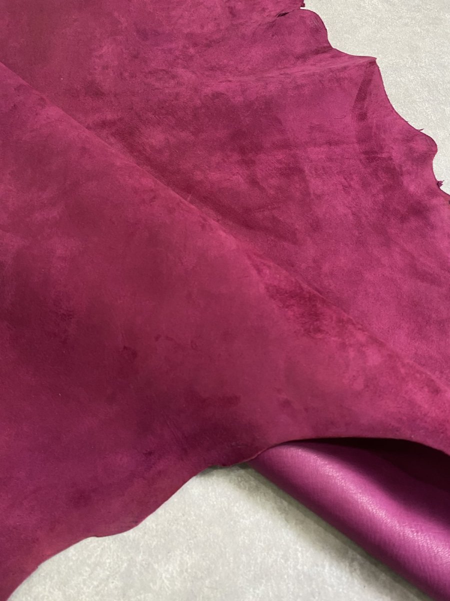 画像10: ゴートシルキー　ワイン　山羊革　両面使い　レザー (10)