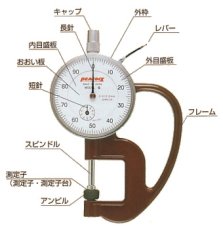 画像5: ダイヤルシックネスゲージ (厚み測定器) 0.01mmタイプ H　　革厚ゲージ　レザークラフト　革漉き　厚さ測　革の厚み (5)