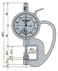 画像4: ダイヤルシックネスゲージ (厚み測定器) 0.01mmタイプ G　革厚ゲージ　レザークラフト　革漉き　厚さ測　革の厚み (4)