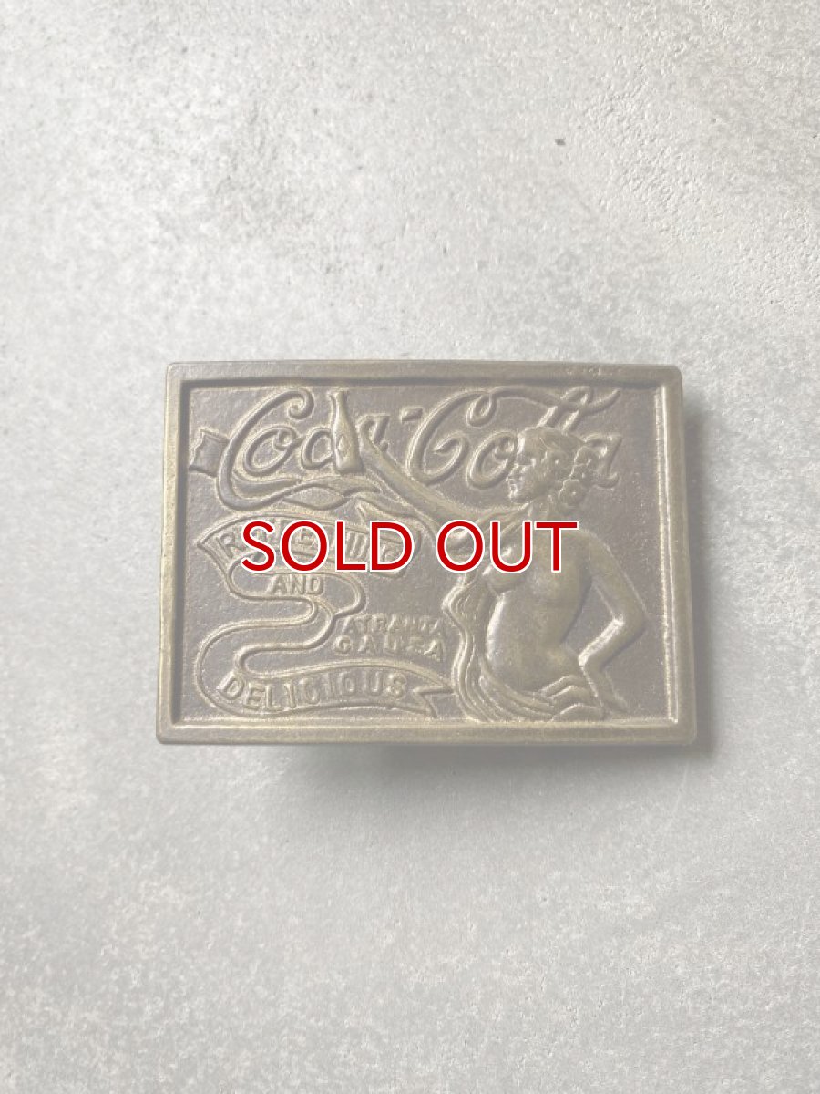 画像1: ベルトバックル　Coca-Cola女神　アンティークゴールド　レザークラフト　材料　資材　金具 (1)