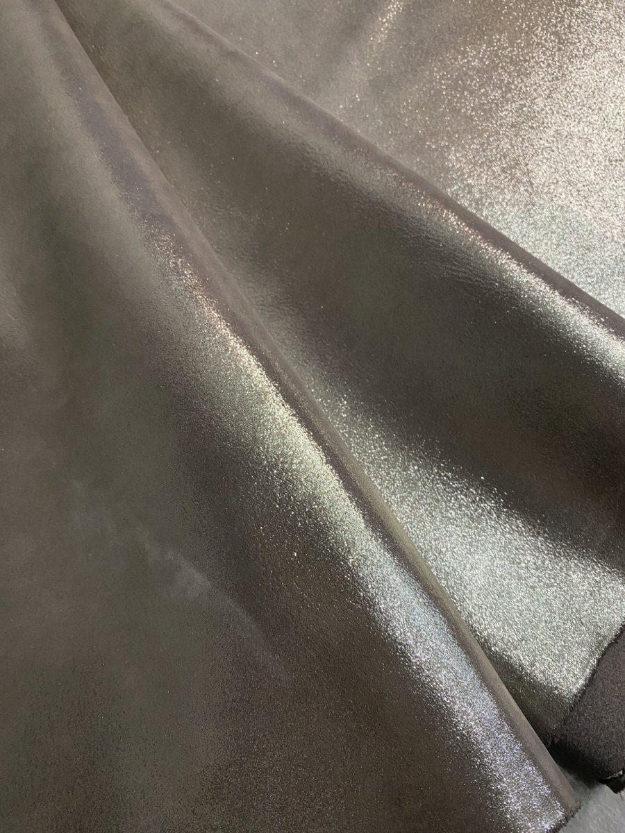 画像1: 牛革　ヌバック　グレージュ　メタリック　ドット箔加工　 (1)