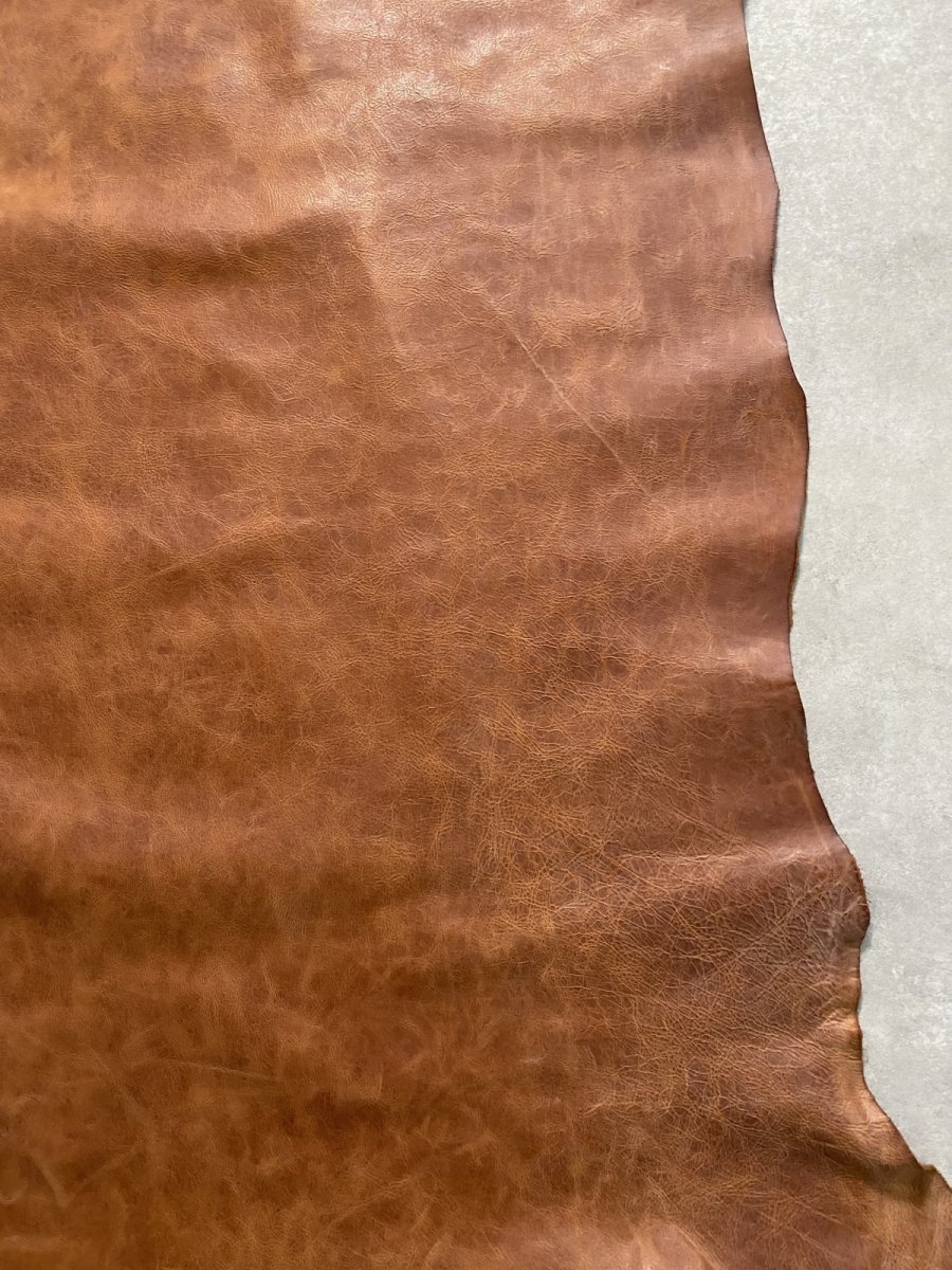 画像5: 牛革   ヌメ革　ワックスプルアップ　アンチック仕上げ　キャメル (5)