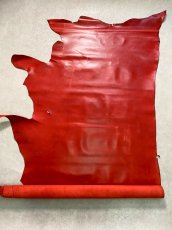 画像1: 牛革　ソフトヌメ　レッド　レザークラフト (1)