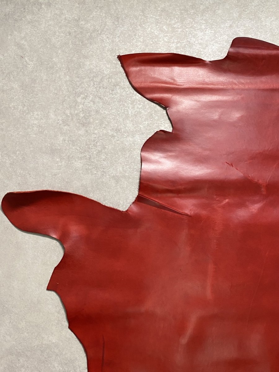 画像2: 牛革　ソフトヌメ　レッド　レザークラフト (2)