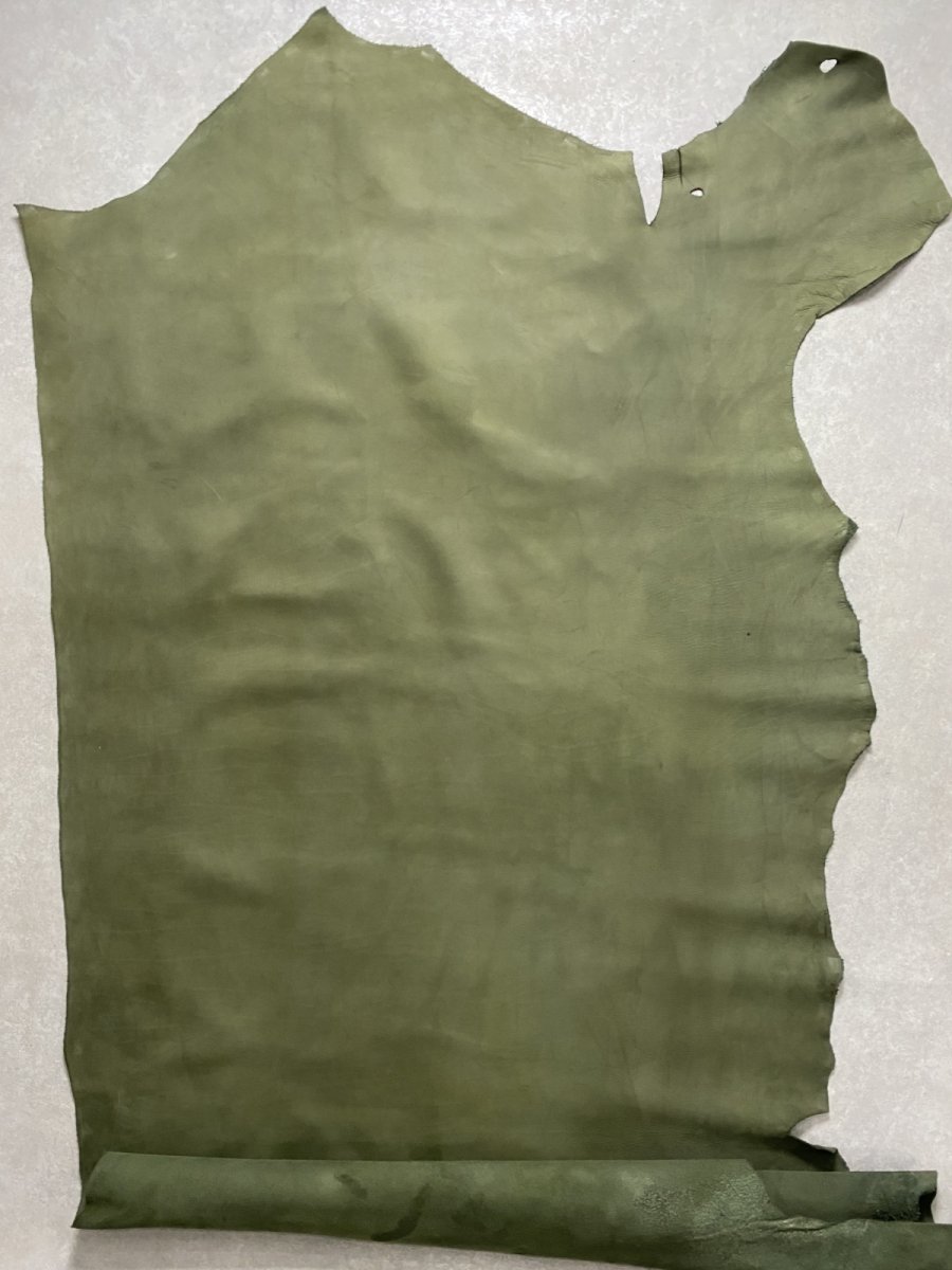 画像7: 牛革　ヌバック　カーキ (7)