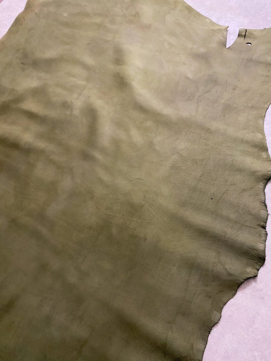 画像6: 牛革　ヌバック　カーキ (6)