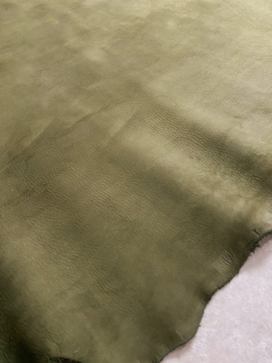 画像4: 牛革　ヌバック　カーキ (4)