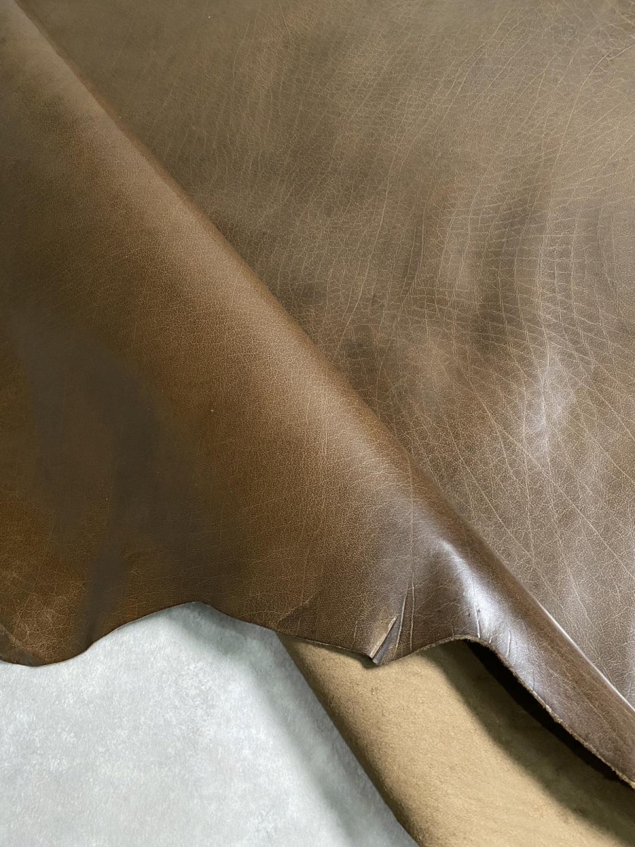 画像3: 牛革　オイルバッファロー　ブラウン　レザー (3)