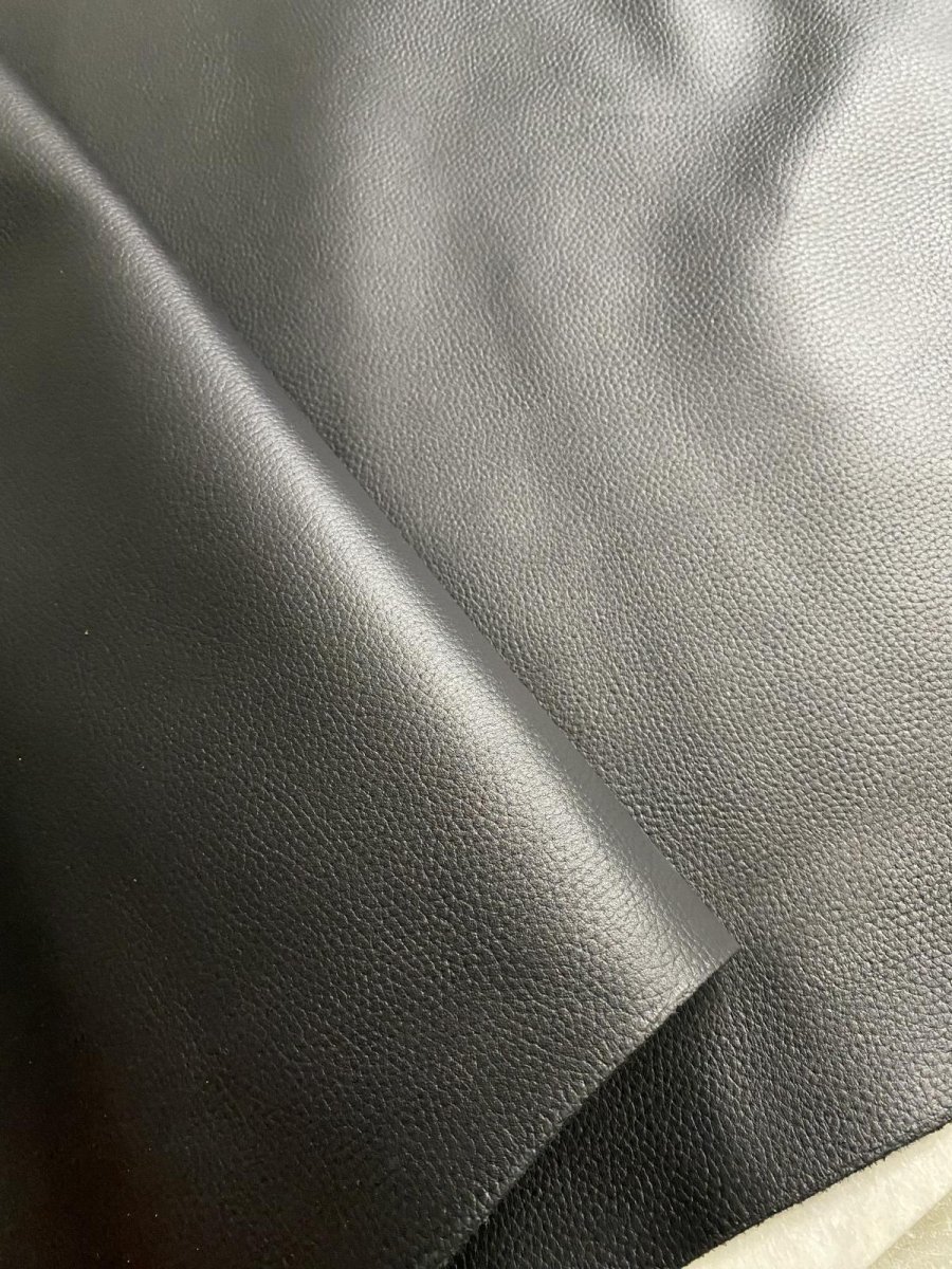 画像2: 牛革　シュリンクノボ　ブラック　レザークラフト (2)