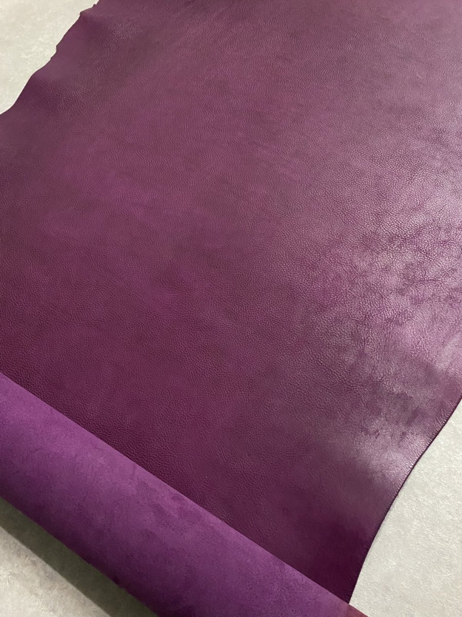 画像3: 牛革 オイルヌメ　パープル　レザー　レザークラフト (3)