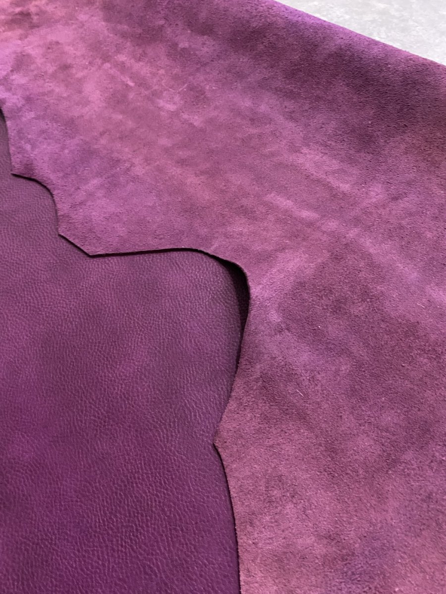 画像8: 牛革 オイルヌメ　パープル　レザー　レザークラフト (8)