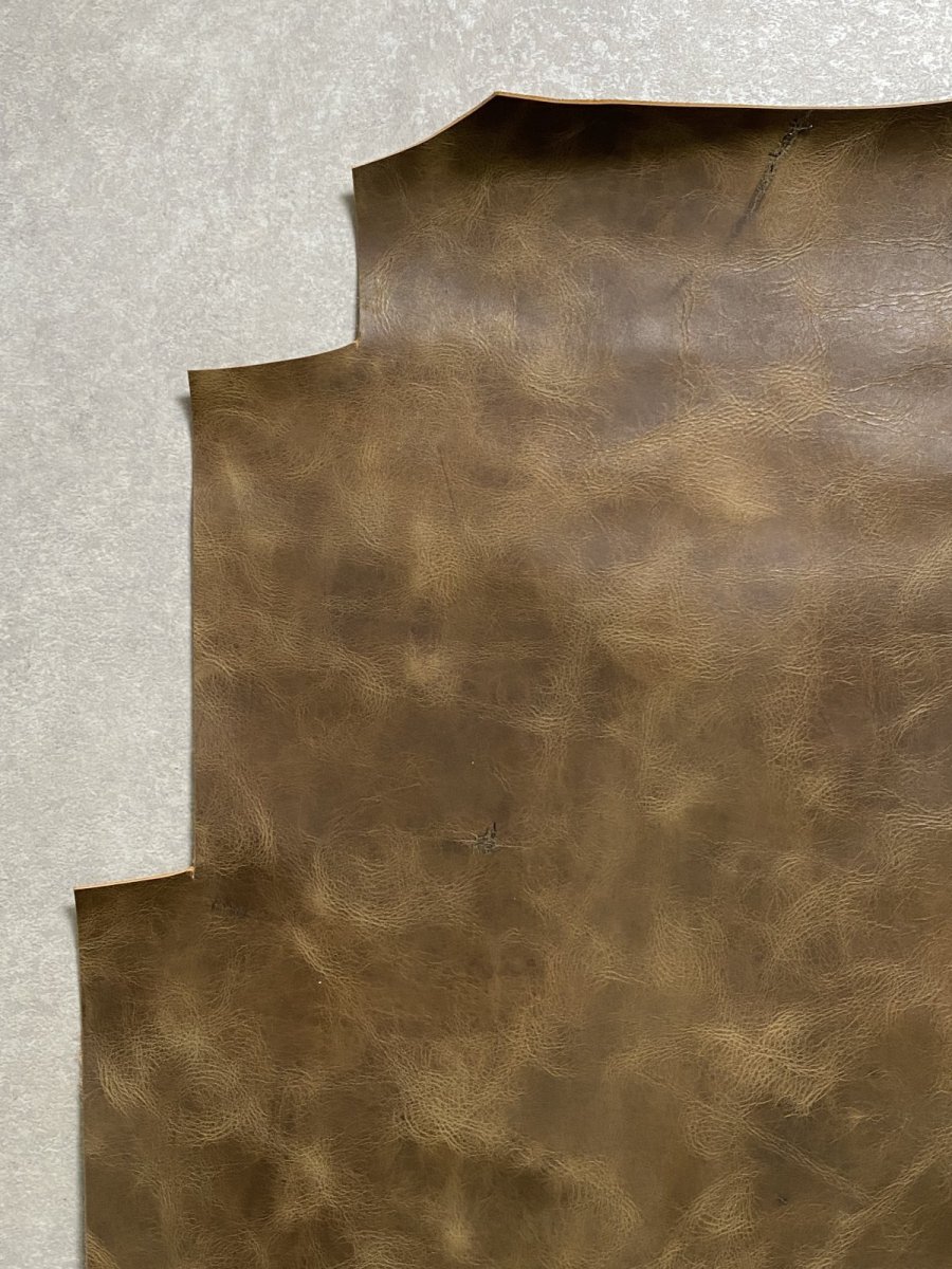 画像3: 牛革　オイルアップ　カーキ　レザークラフト (3)