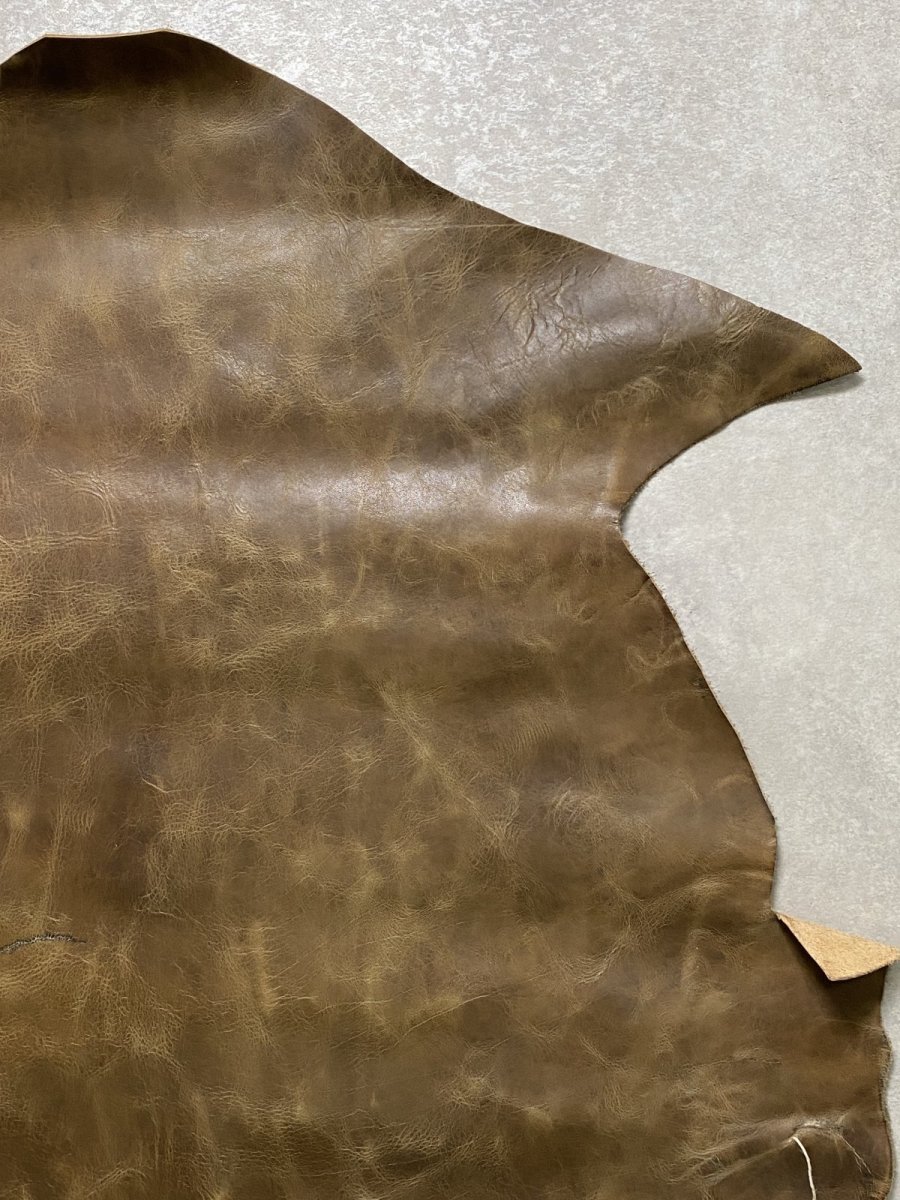 画像4: 牛革　オイルアップ　カーキ　レザークラフト (4)