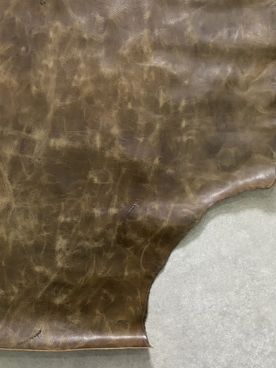 画像6: 牛革　オイルアップ　カーキ　レザークラフト (6)