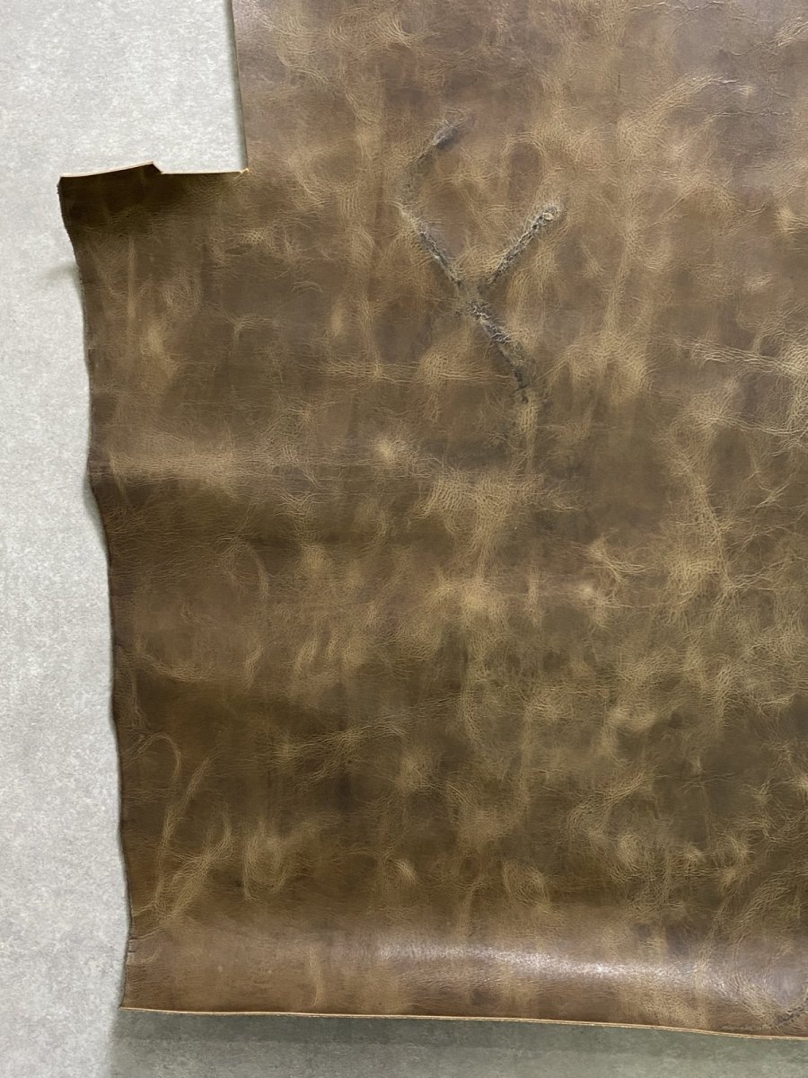 画像5: 牛革　オイルアップ　カーキ　レザークラフト (5)