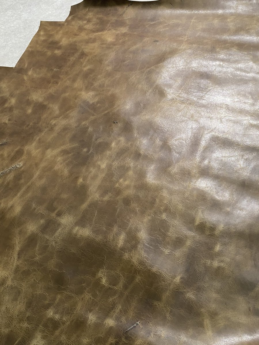 画像8: 牛革　オイルアップ　カーキ　レザークラフト (8)