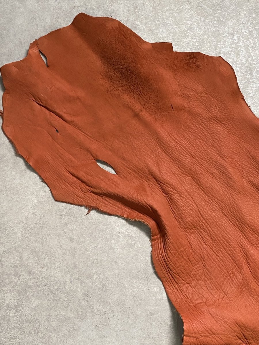 画像4: 牛革　シボ　オレンジ　レザークラフト　 (4)