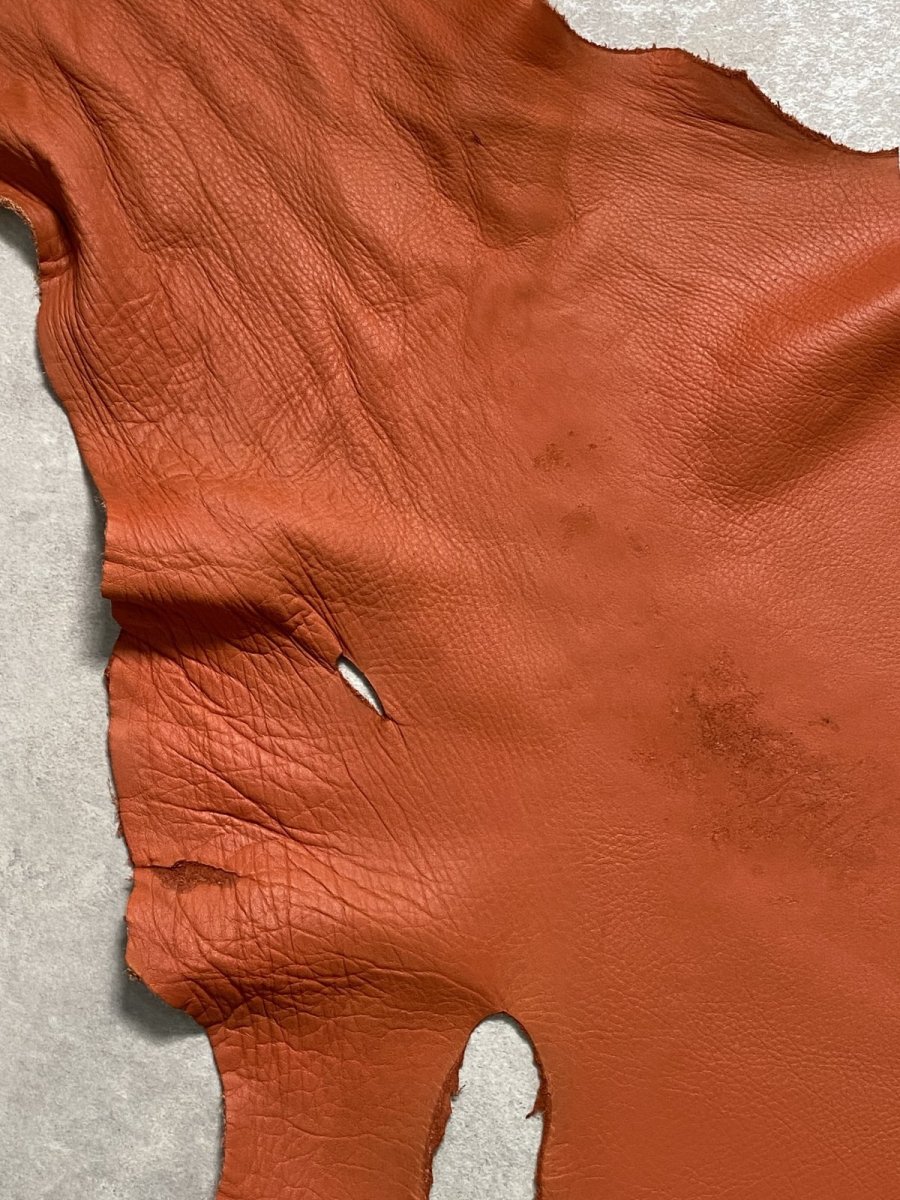 画像5: 牛革　シボ　オレンジ　レザークラフト　 (5)