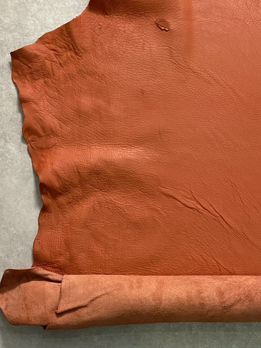 画像7: 牛革　シボ　オレンジ　レザークラフト　 (7)